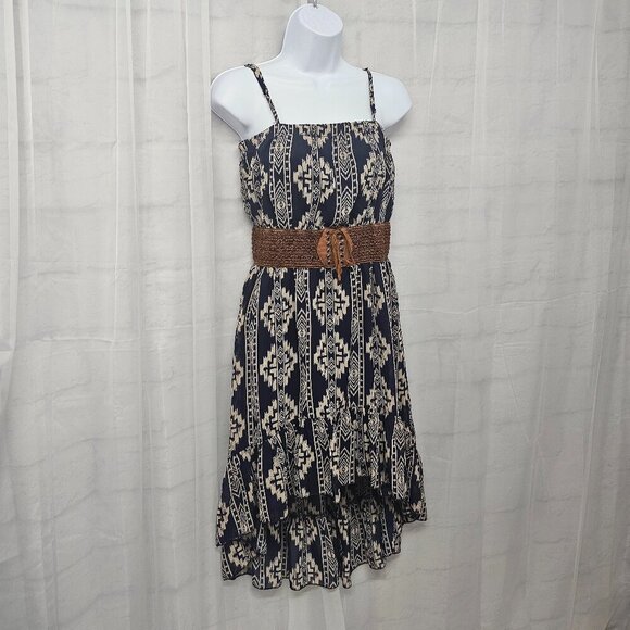 Rue21 Blue Taupe Aztec Southwestern Sleeveless Dress Hi-Low Hem M - Picture 5 of 13